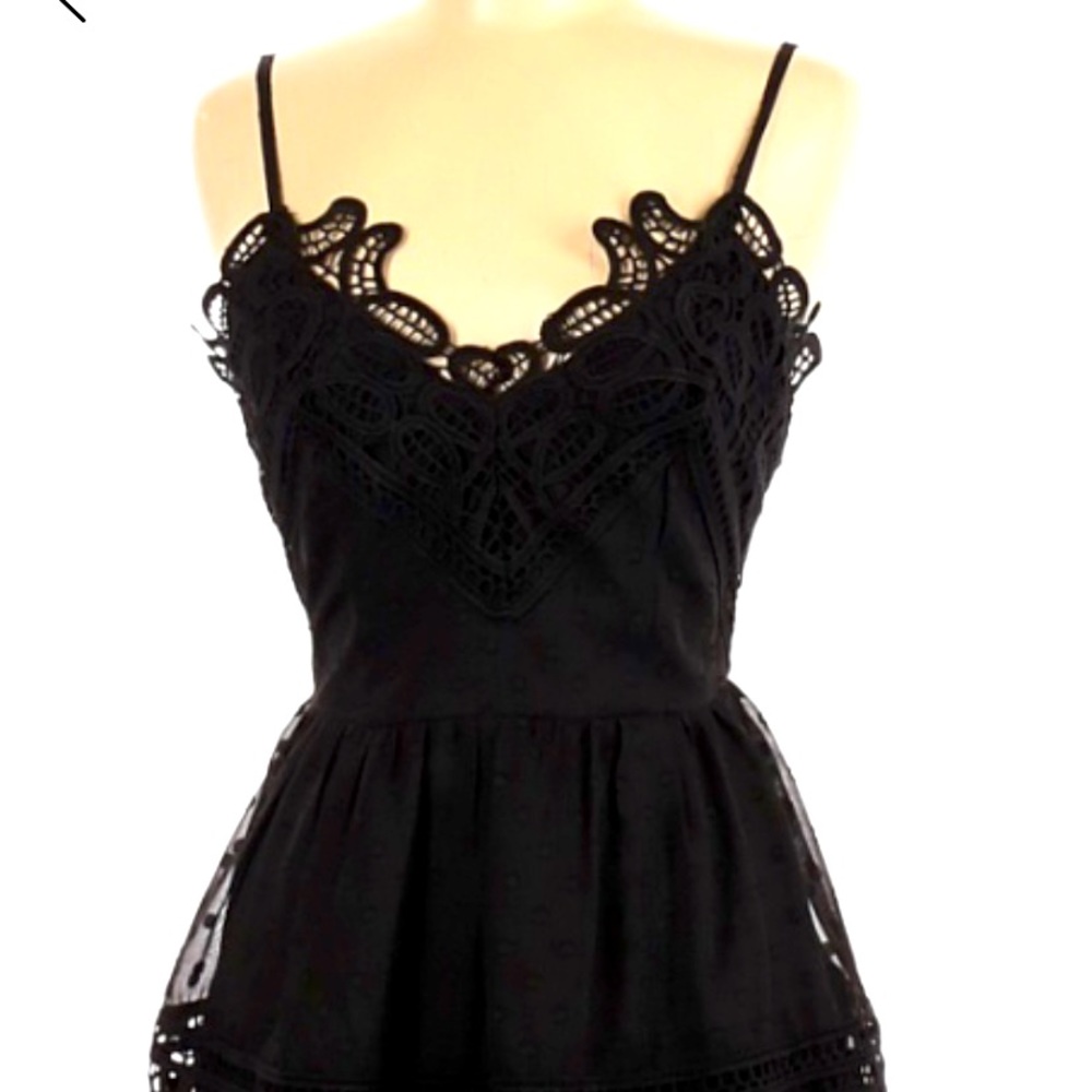 Black Lace and Polka Dot Midi Dress